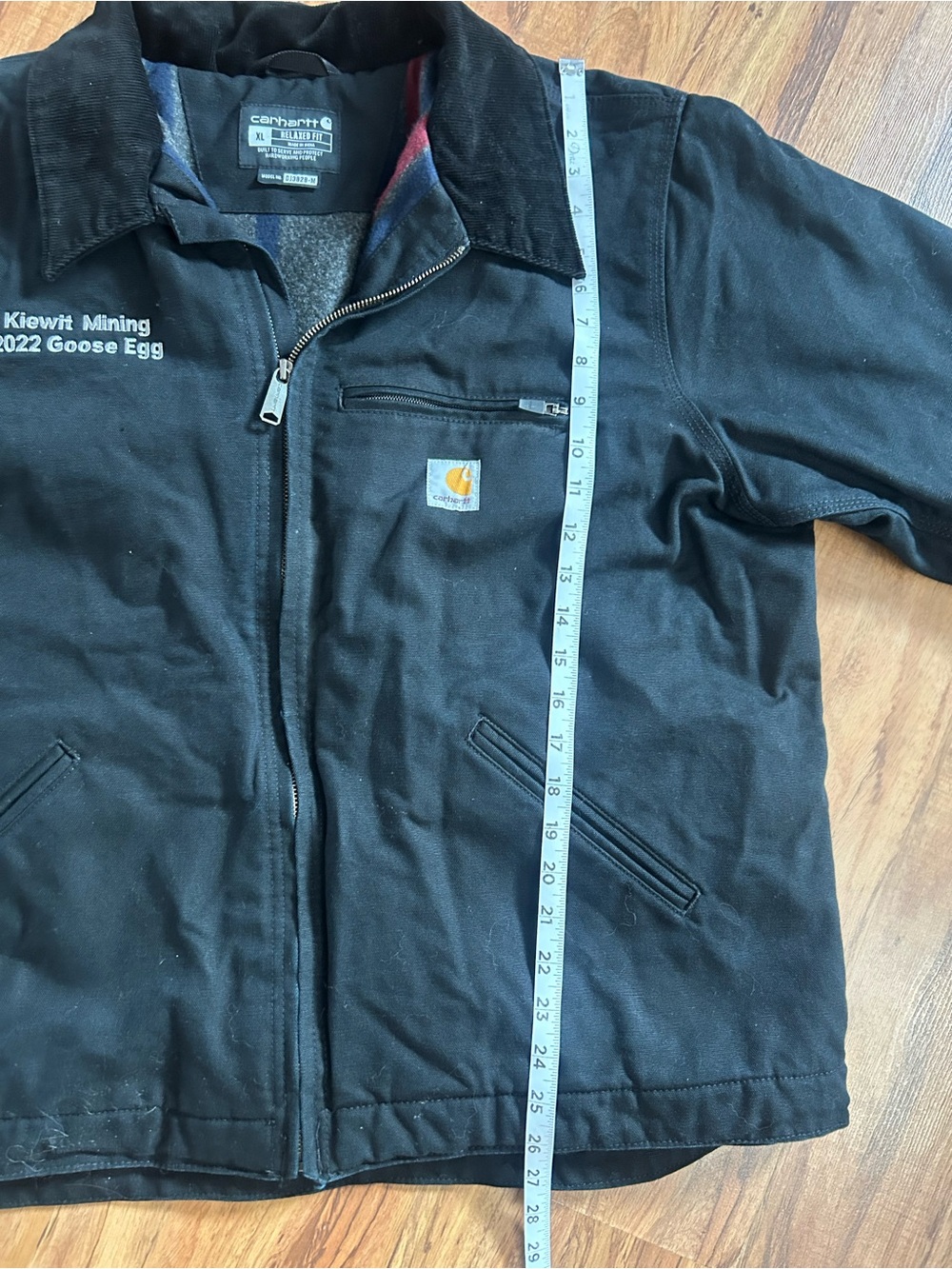 Carhartt Detroit Corduroy Collar Blanket Lined Black Canvas Jacket Mens Size XL - Picture 10 of 10